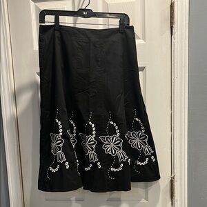 Tweeds Black Embellished A-Line Midi Skirt